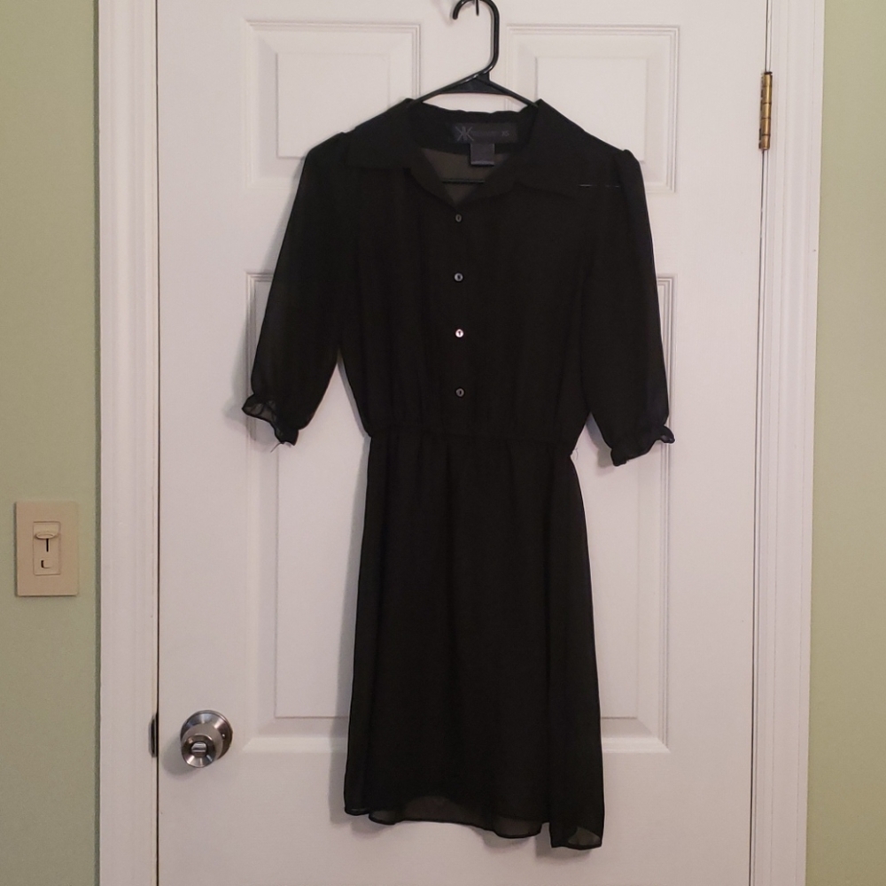Kardashian Kollection Black button chiffon dress